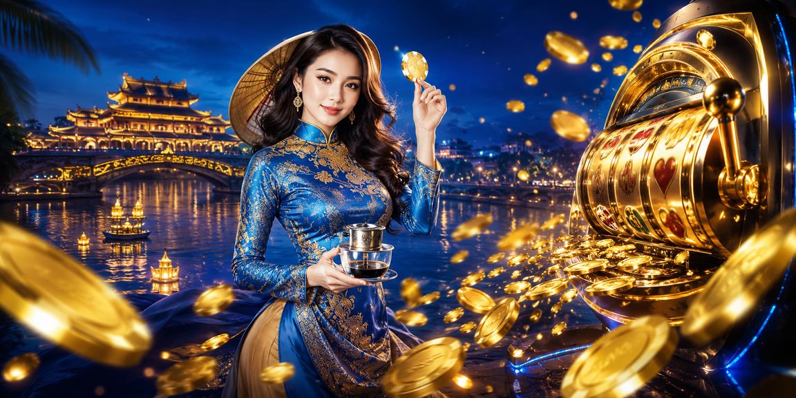Người chơi slot game tại Huế với trang phục áo dài truyền thống